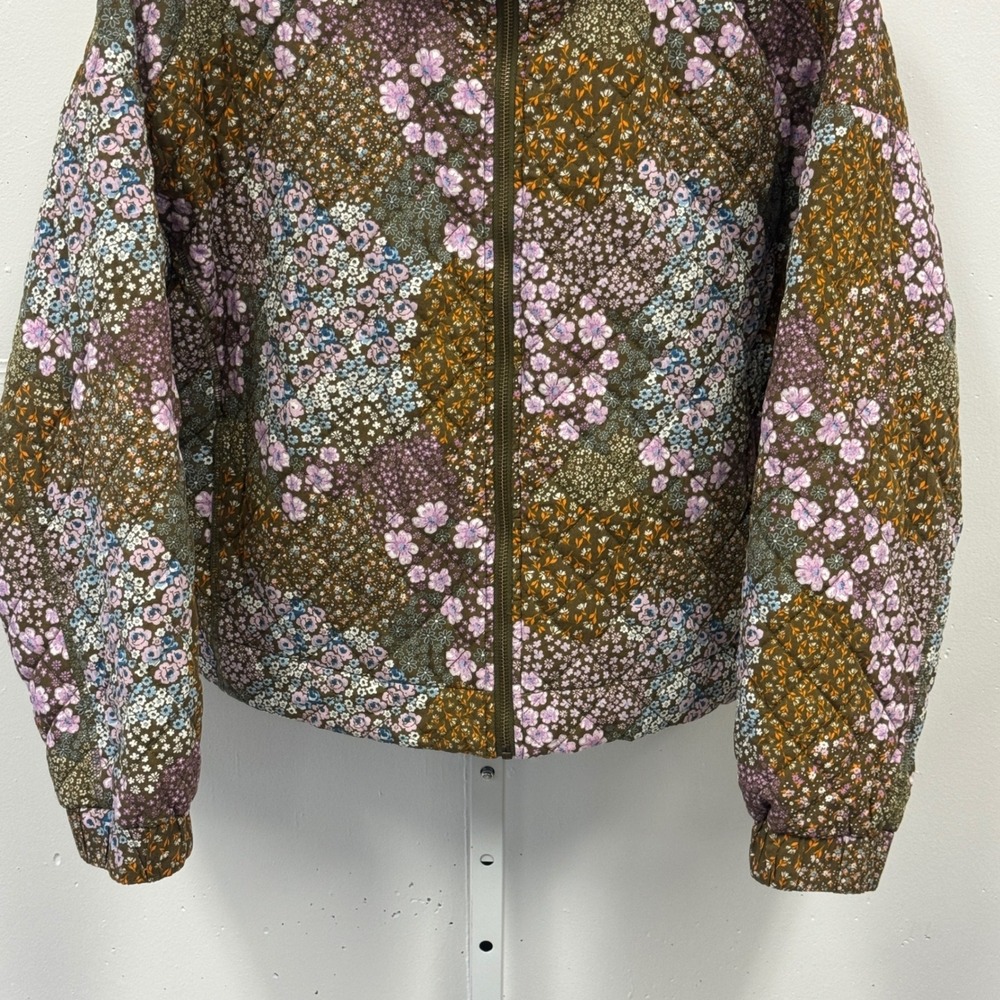 Sonoma Goods For Life Womens XL Floral Quilted Puffer Bomber Jacket Full Zip - Picture 6 of 11